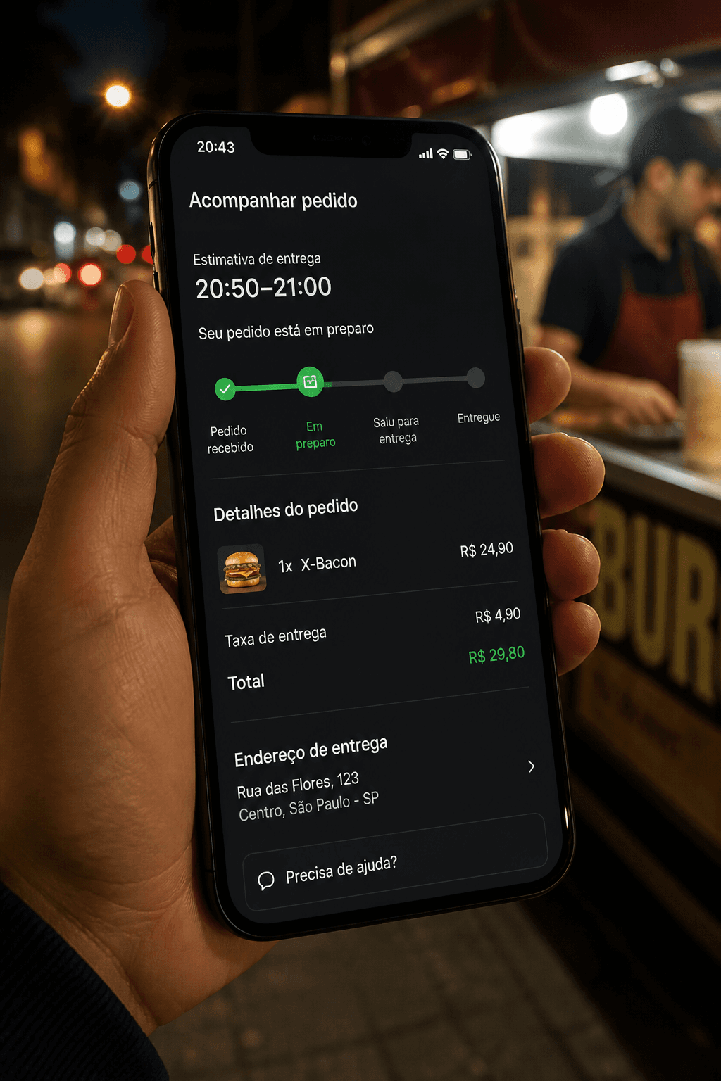 Acompanhamento do pedido no celular